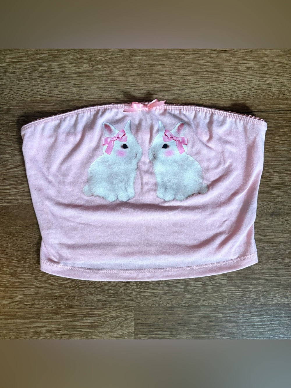 Pink Coquette Bunnies Tube Top size S.